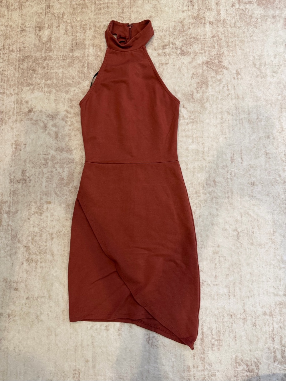 Forever 21 Rust One-Shoulder Halter Bodycon Dress